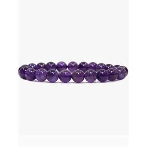 NEW Amethyst 8mm Round Beads Stretch Crystal Bracelet 7 Inch
